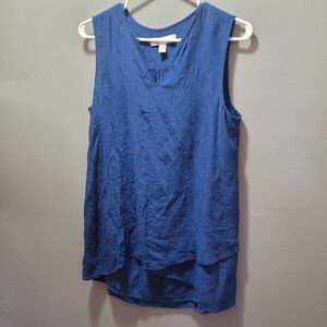 Christina B Blue Sleeveless V Neck Top S